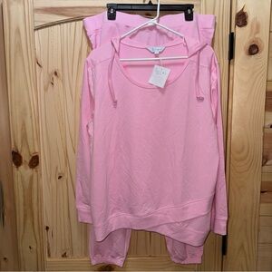 NEW PAJAMAGRAM Pink Women's Hooded Long Sleeve Pajama Set